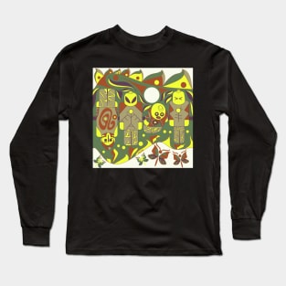 brick mayan alien pattern ecopop Long Sleeve T-Shirt